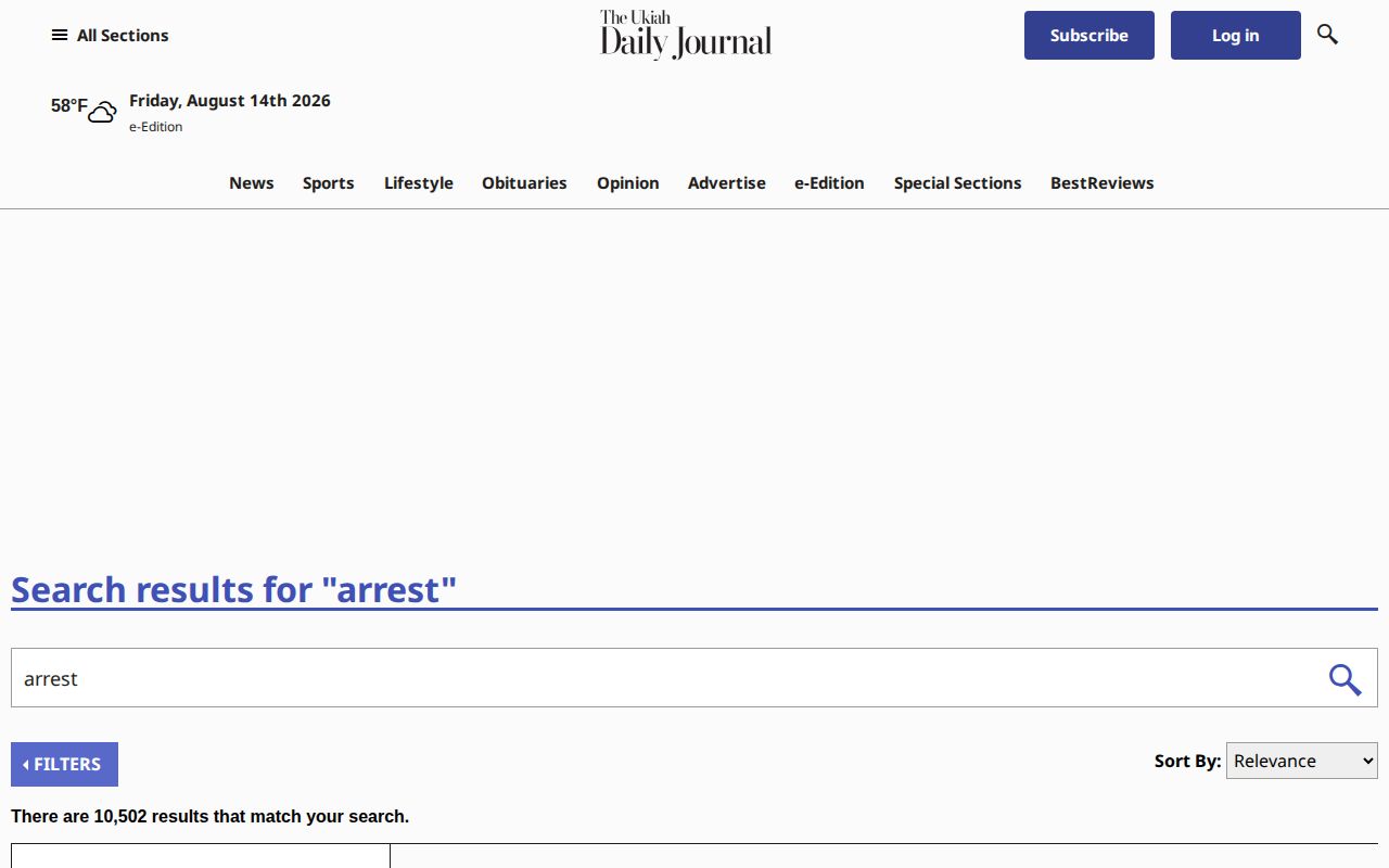 Ukiah Daily Journal Mendocino County arrest news archive